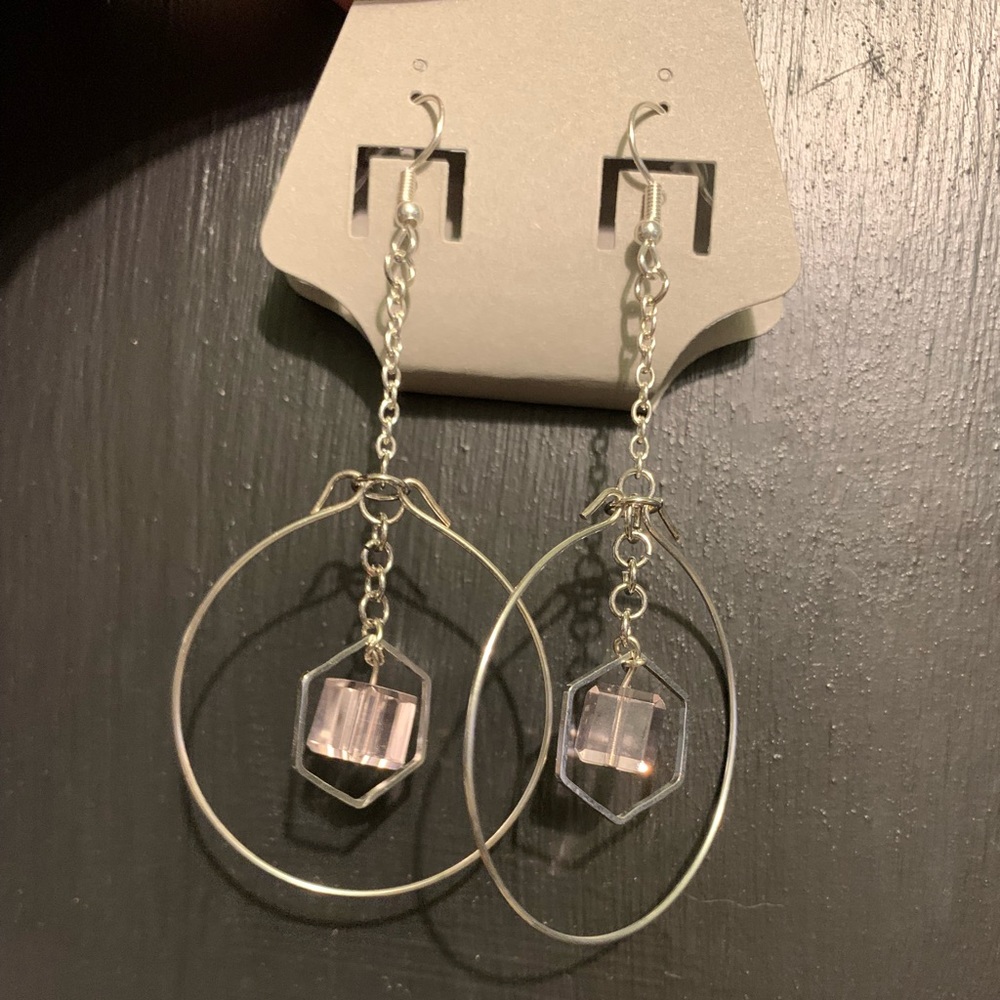 Pink hanging earrings